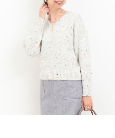 カラフルスパンコールVネックプルオーバー