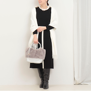 ミラノリブバイカラーニットワンピース