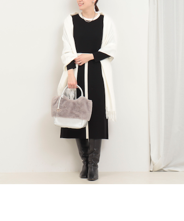 ミラノリブバイカラーニットワンピース