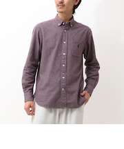 《オリジナルファブリック使用》クマ刺繍ボタウンダウンネル