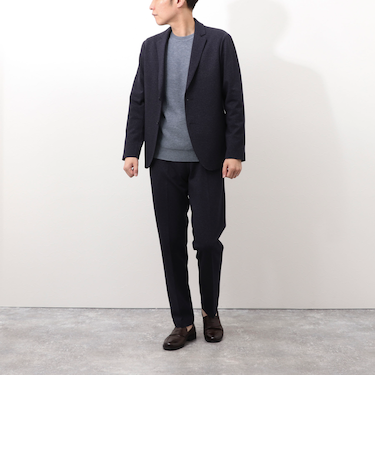 《ビジカジ/セットアップ対応》杢ジャージ　テーラーカーデ