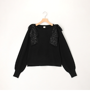 肩BIGリボン付きプルオーバーニット