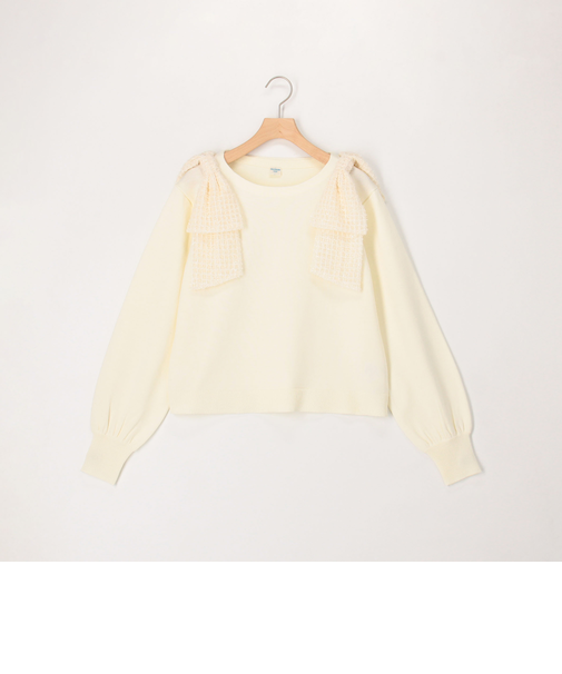 肩BIGリボン付きプルオーバーニット