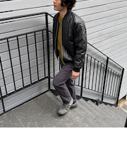 フェイクレザー中綿キルトブルゾン