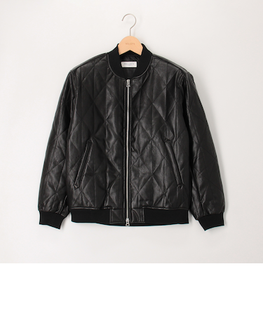 フェイクレザー中綿キルトブルゾン