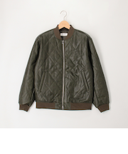 フェイクレザー中綿キルトブルゾン