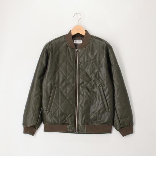 フェイクレザー中綿キルトブルゾン
