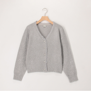 ラメモール前立てフリル付きカーディガン