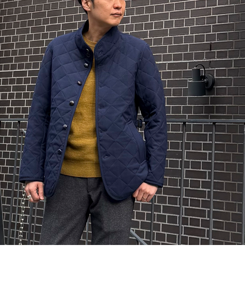 ≪ビジカジ対応≫スタンドカラーキルトブルゾン