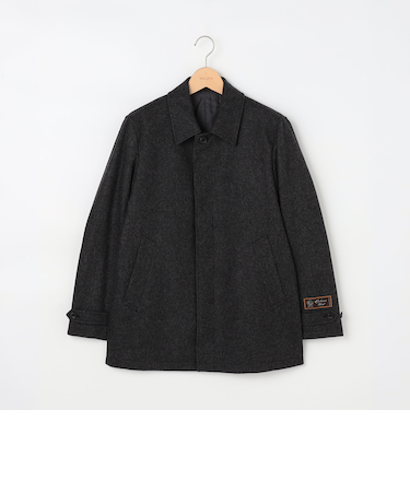 ≪ビジカジ対応≫カシミヤ混 ステンカラーハーフコート