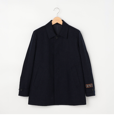 ≪ビジカジ対応≫カシミヤ混 ステンカラーハーフコート