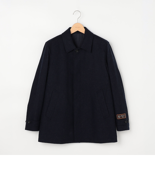 ≪ビジカジ対応≫カシミヤ混 ステンカラーハーフコート