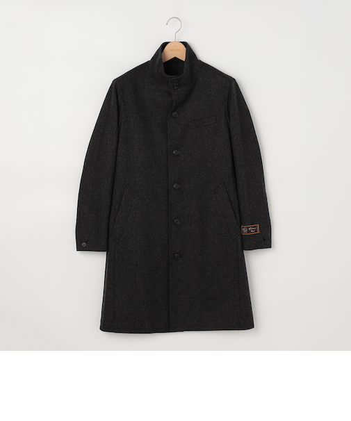 《ビジカジ対応》カシミヤ混 スタンドカラーコート