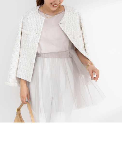 2WAYチュール ノースリーブブラウス