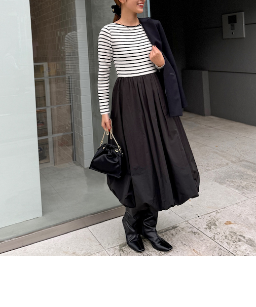 タフタバルーンスカート2WAYニットワンピース