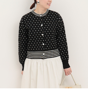 《セットアップ対応》エステルニットドットカーディガン