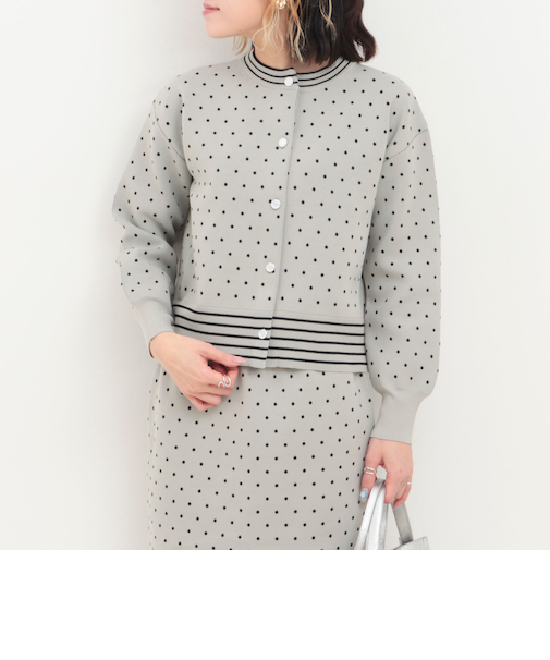 《セットアップ対応》エステルニットドットカーディガン