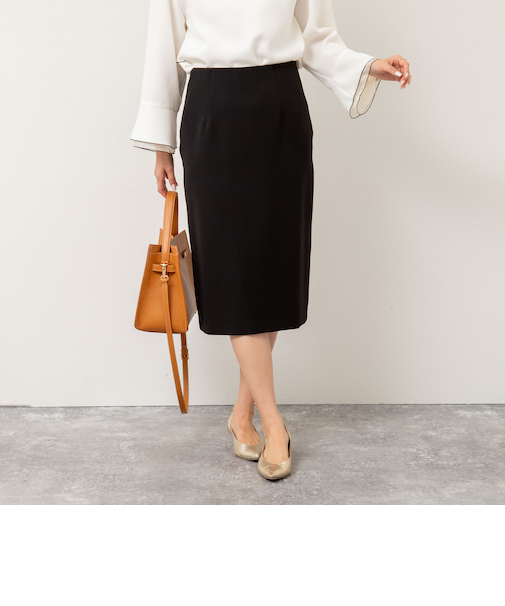 《セットアップ対応》ウォッシャブルツイルタイトスカート