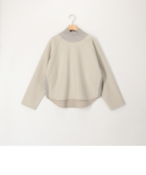 カットソー×畦ニットプルオーバー