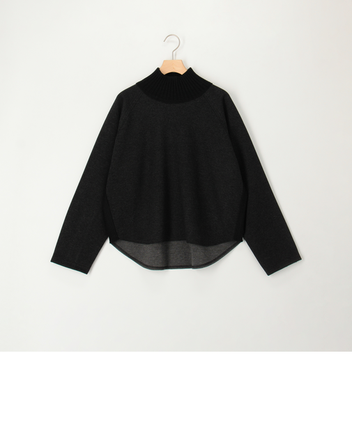 カットソー×畦ニットプルオーバー