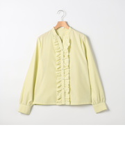 前立てフリルノーカラーブラウス