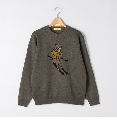 《ユニセックス対応》ナマケモノ柄プルオーバーニット