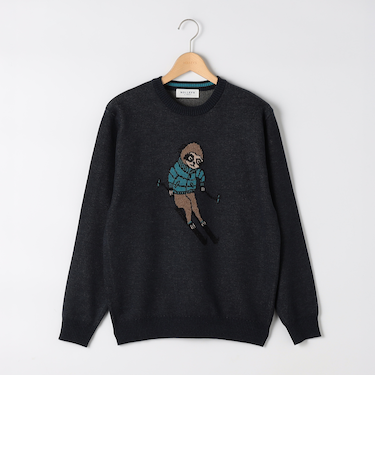 《ユニセックス対応》ナマケモノ柄プルオーバーニット