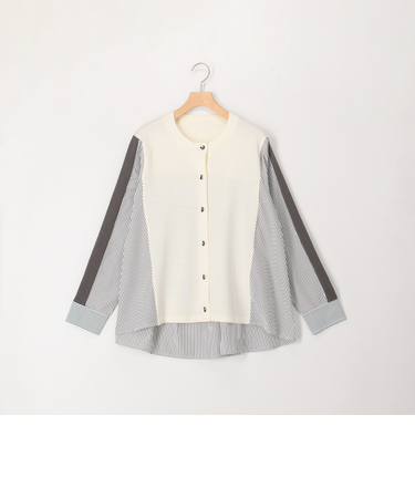 後ろシャツ配色切替カーディガン