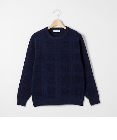 モールチェッククルーネックニット