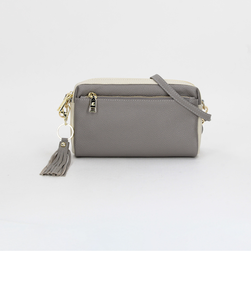 バイカラーレザーショルダーバッグ