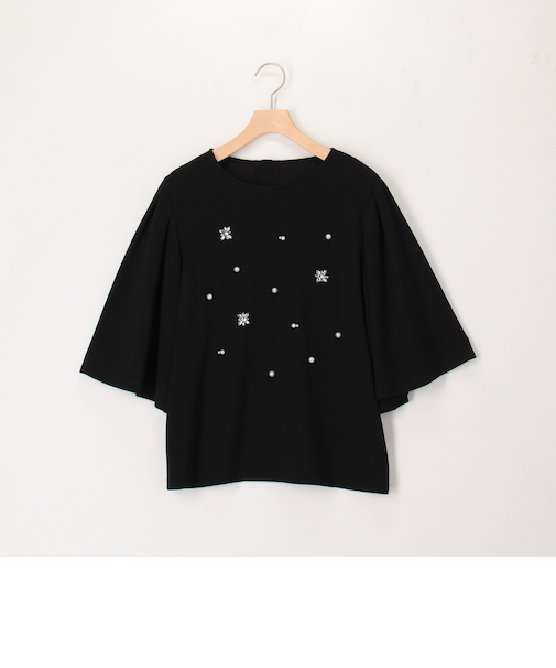 カットジョーゼットパールビジューブラウス