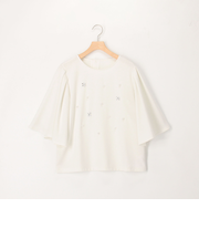 カットジョーゼットパールビジューブラウス