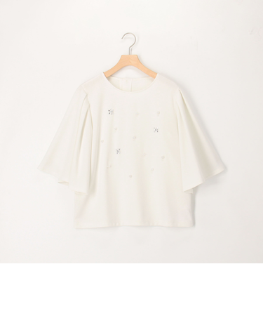 カットジョーゼットパールビジューブラウス