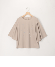 カットジョーゼットパールビジューブラウス