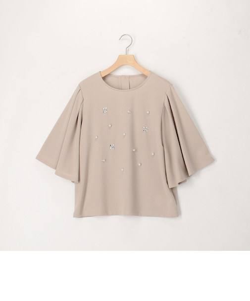 カットジョーゼットパールビジューブラウス