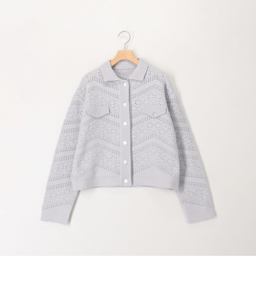 クロシェレース風衿付きカーディガン