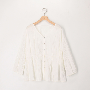 ブイネックタックブラウス