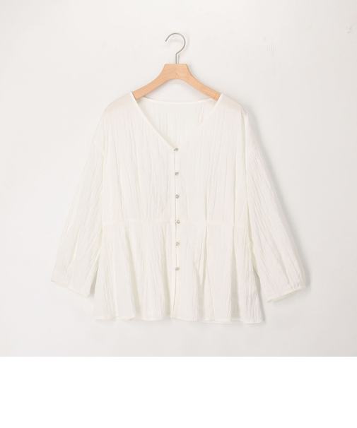 ブイネックタックブラウス