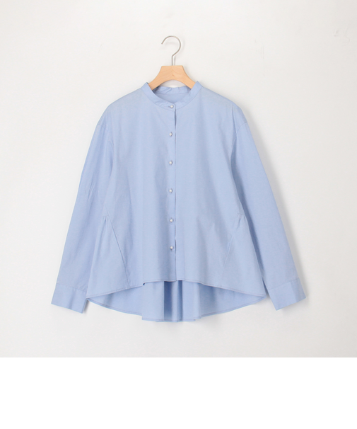 パール釦ペプラムブラウス