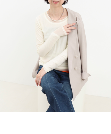 シアーフライス×チュールレイヤードプルオーバー