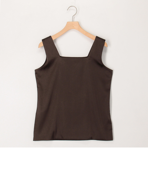 スクエアネックサテンドッキングタンクトップ