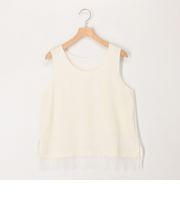 サテン×スムース裾レースタンクトップ