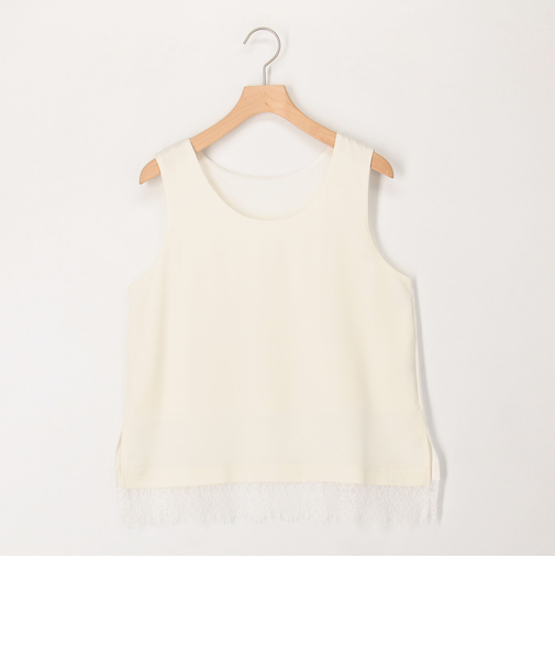 サテン×スムース裾レースタンクトップ