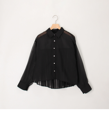 シアーリネンライク後ろプリーツシャツ
