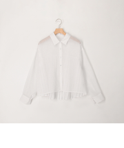 シアーリネンライク後ろプリーツシャツ