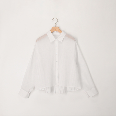 シアーリネンライク後ろプリーツシャツ