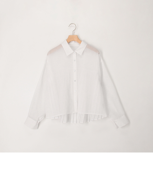 シアーリネンライク後ろプリーツシャツ