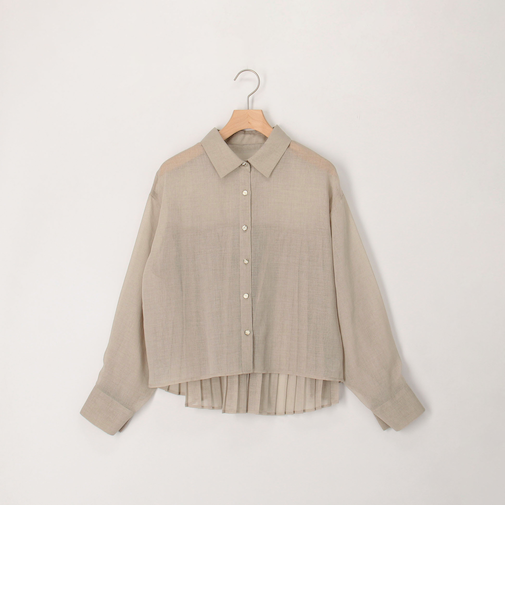 シアーリネンライク後ろプリーツシャツ