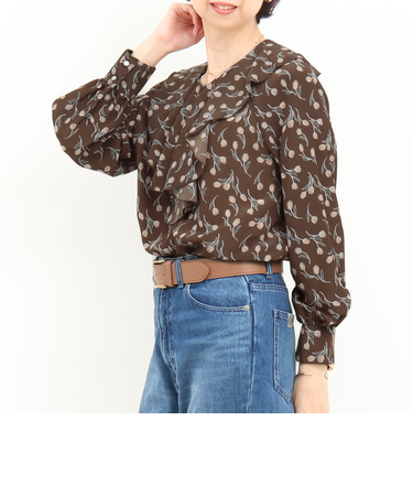 チューリッププリントフリルブラウス