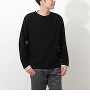 ウェーブ柄ジャガード　ダブルネック　ロンＴ